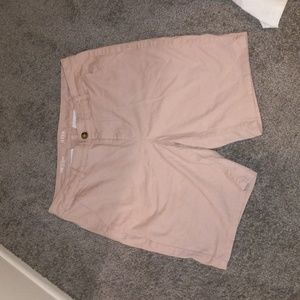 Blush Pink Mid-Rise Twill Bermuda Shorts 14 wide
